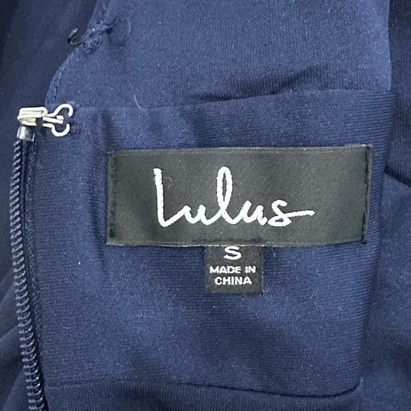 Lulus Heavenly Hues Maxi Dress Gown Deep V Modest Leg Slit Navy Blue Small Prom - Picture 11 of 16